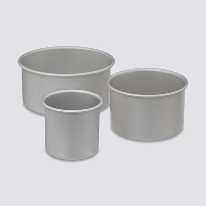 Lot 3 moules à gâteaux bord haut, aluminium 