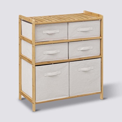 Meuble étagère avec 6 paniers, bambou Tidy box