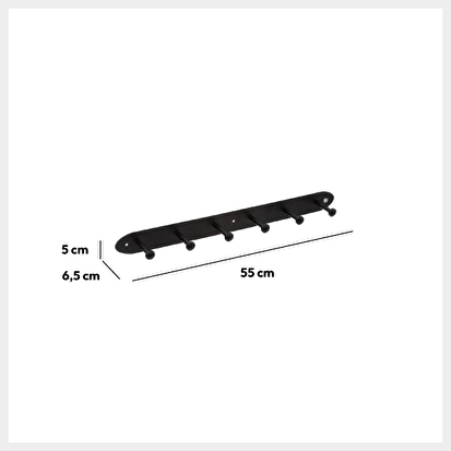 Patère 6 têtes métal, noir Strongy