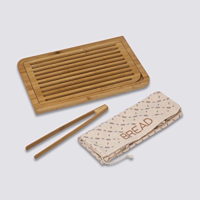 Planche à découper pain avec accessoires, 40x27cm Bambou