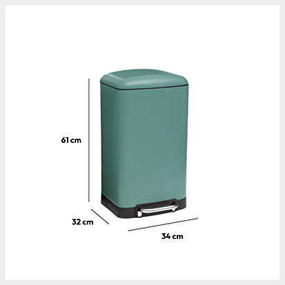 Poubelle rectangulaire à pédale métal 30l, vert Ariane