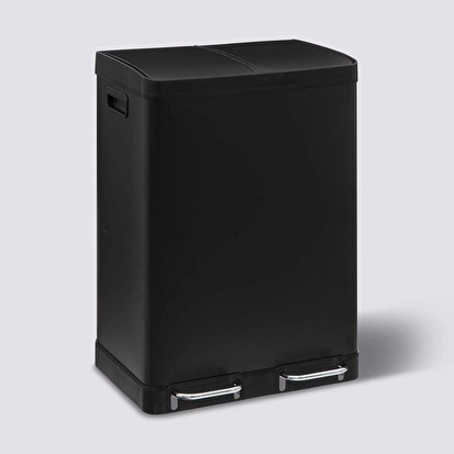 Poubelle de tri sélectif à pédales métal 2x30l, noir Ariane