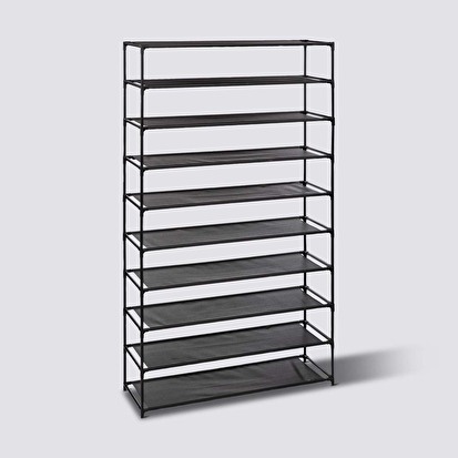 Range-chaussures 10 niveaux, tissu noir 