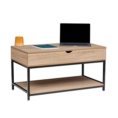 Table basse plateau relevable, effet chêne naturel Aliaj