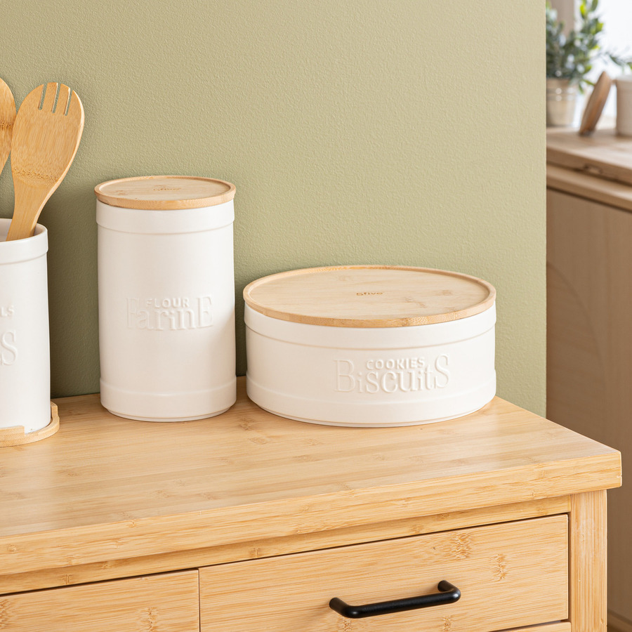 Boîte à farine, céramique blanc Naturéo