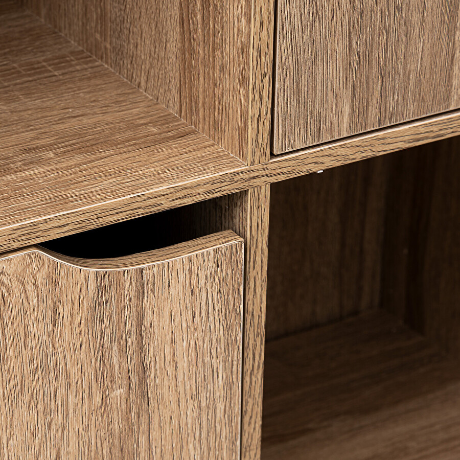 Étagère 9 cases avec 5 portes, effet chêne naturel Mix'n door