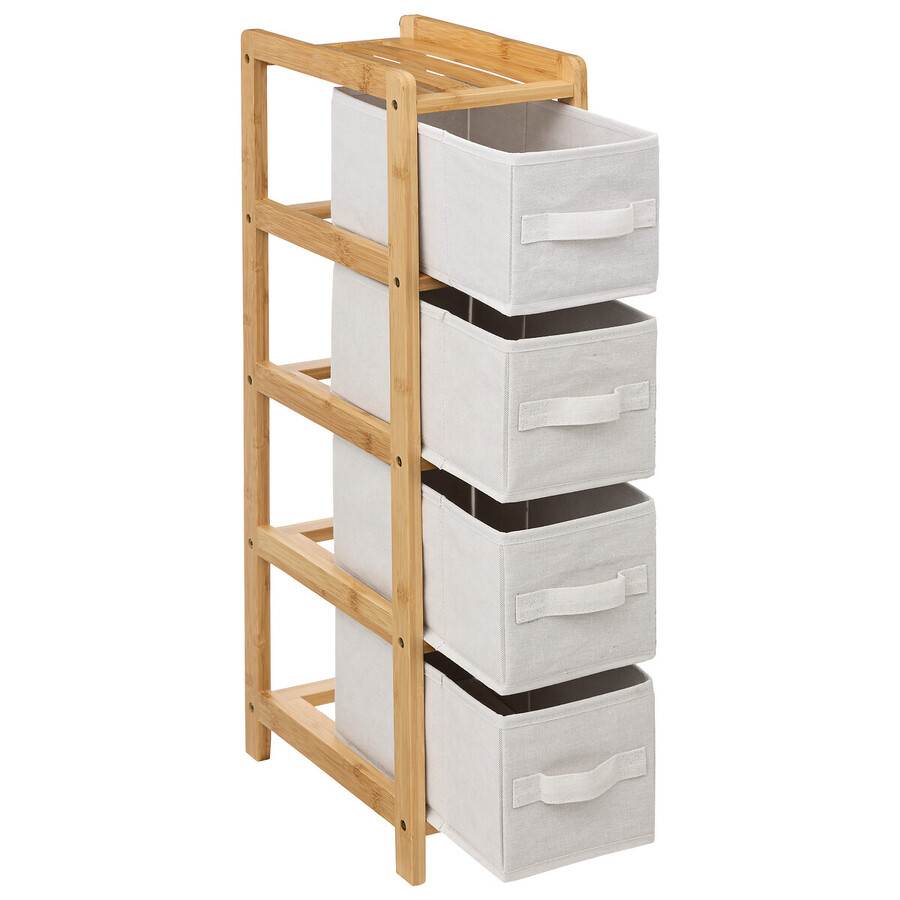 Étagère avec 4 paniers, bambou Tidy box