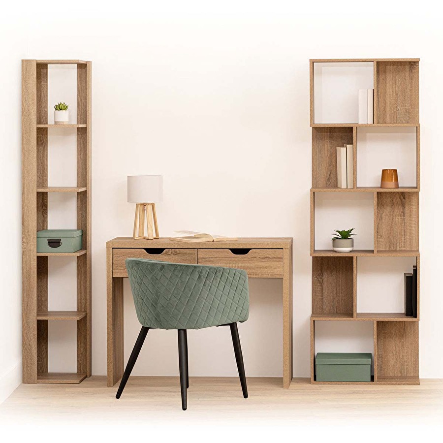 Étagère colonne double, effet chêne naturel 