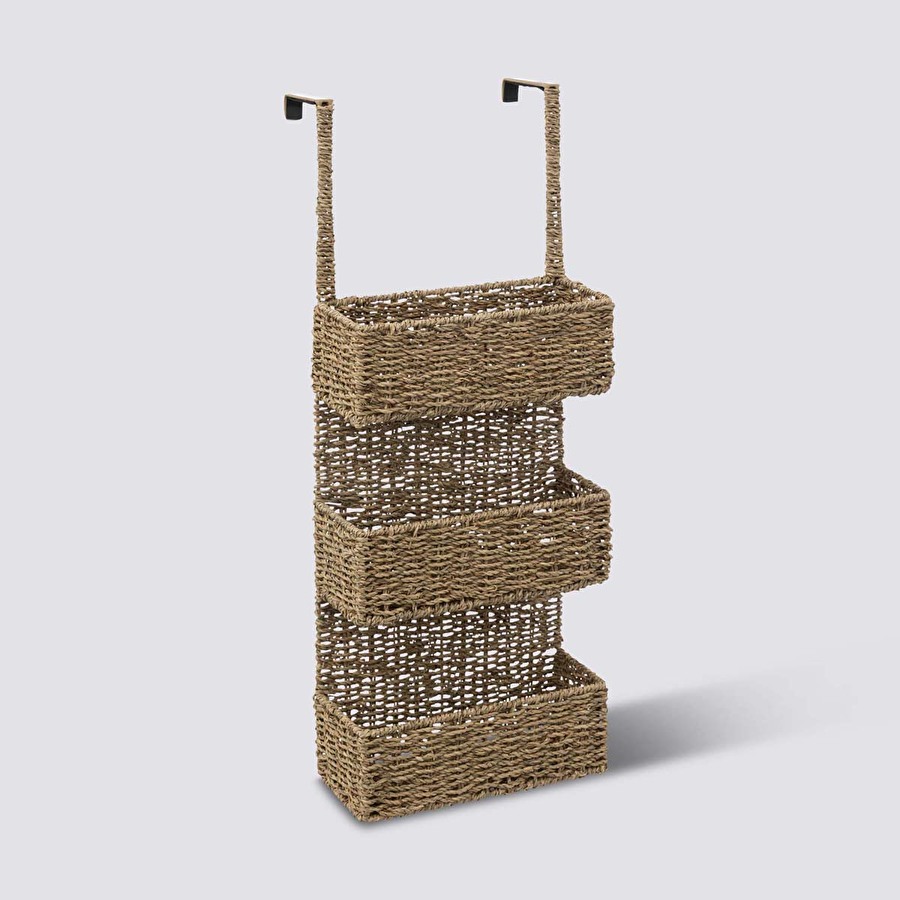 Étagère porte 3 paniers, roseau naturel Vannerie