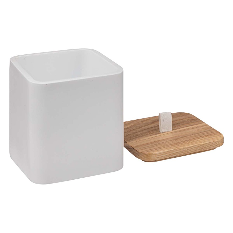 Pot à cotons résine, blanc Naturéo