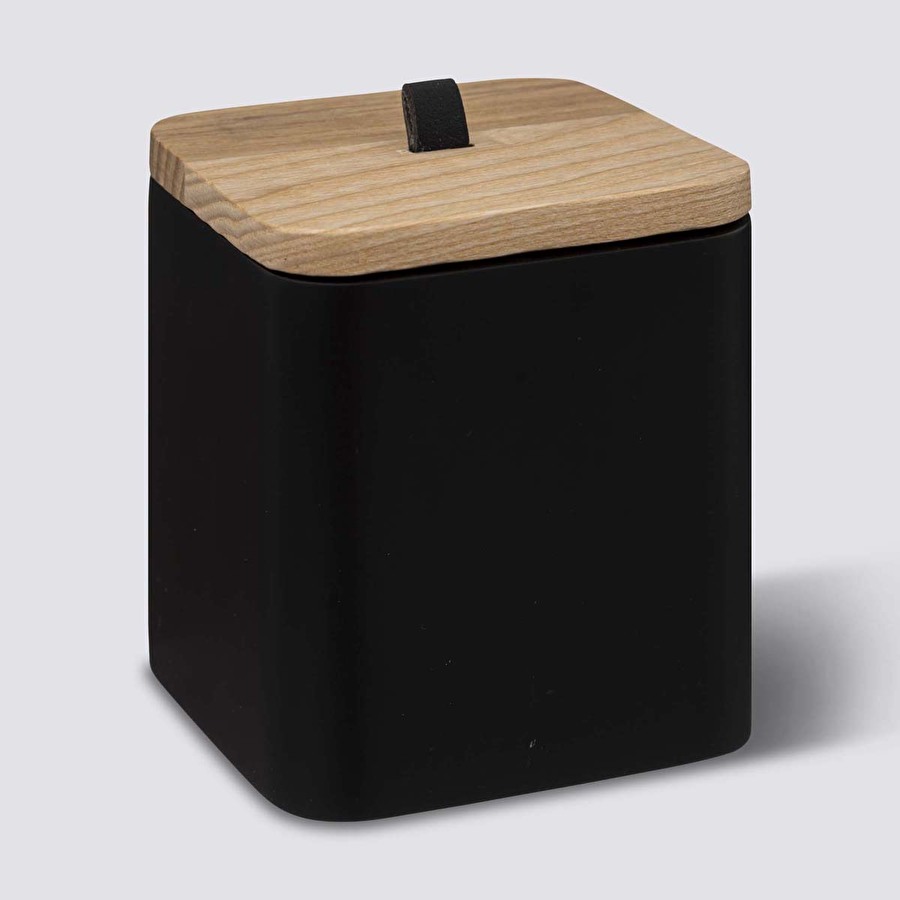 Pot à cotons résine, noir Naturéo