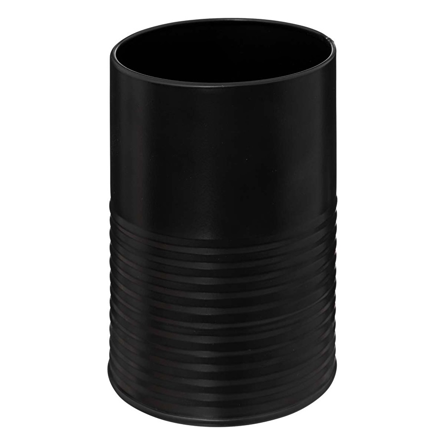 Pot métal à ustensiles avec 7 accessoires, noir 