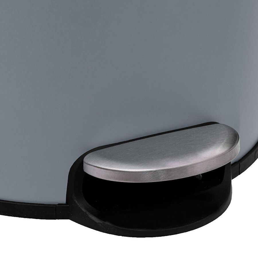 Poubelle ronde avec couvercle bambou 30l, gris Modern color