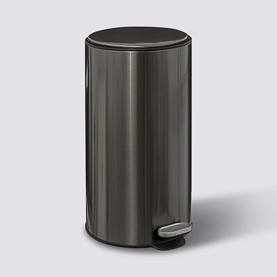 Poubelle ronde à pédale métal 30l, inox noir Delta