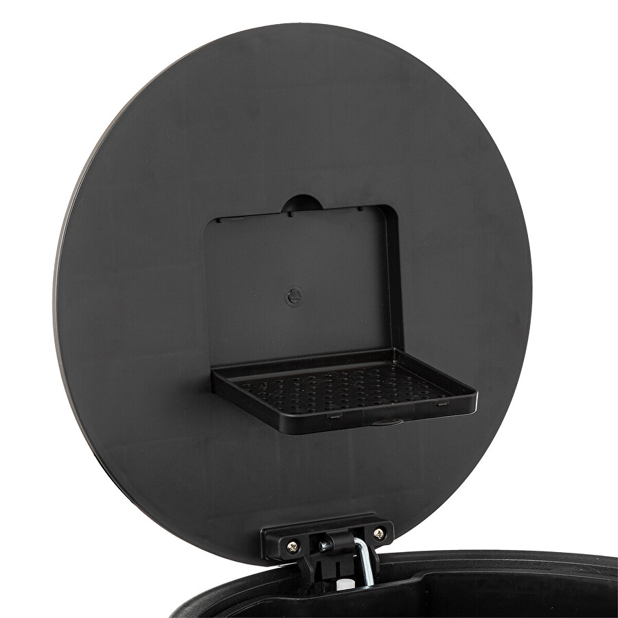 Poubelle ronde à pédale métal 30l, inox noir Delta