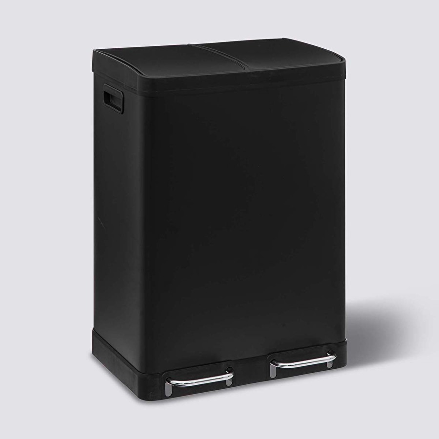 Poubelle de tri sélectif à pédales métal 2x30l, noir Ariane