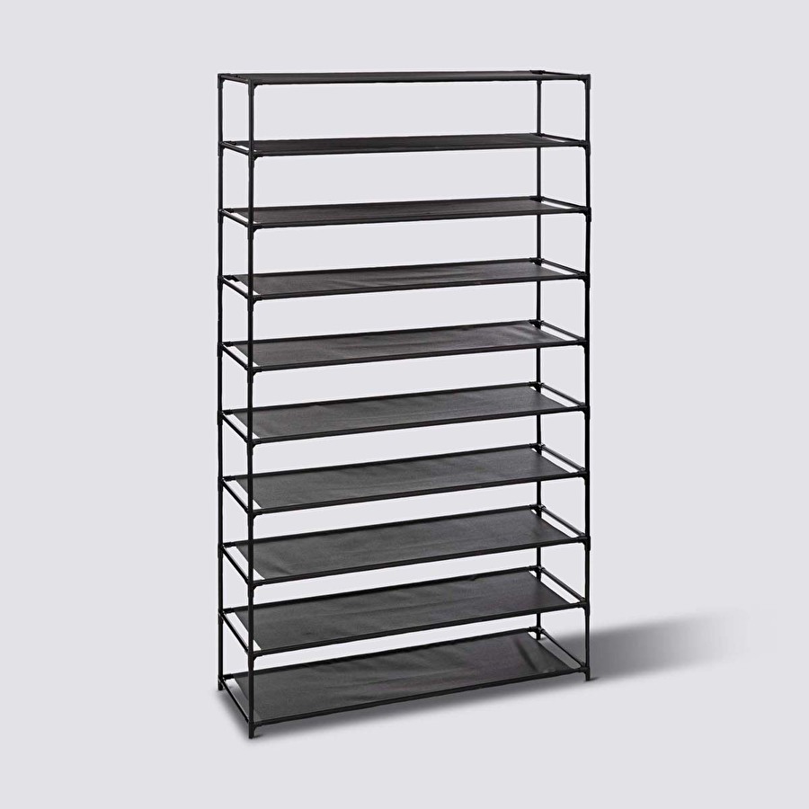 Range-chaussures 10 niveaux, tissu noir