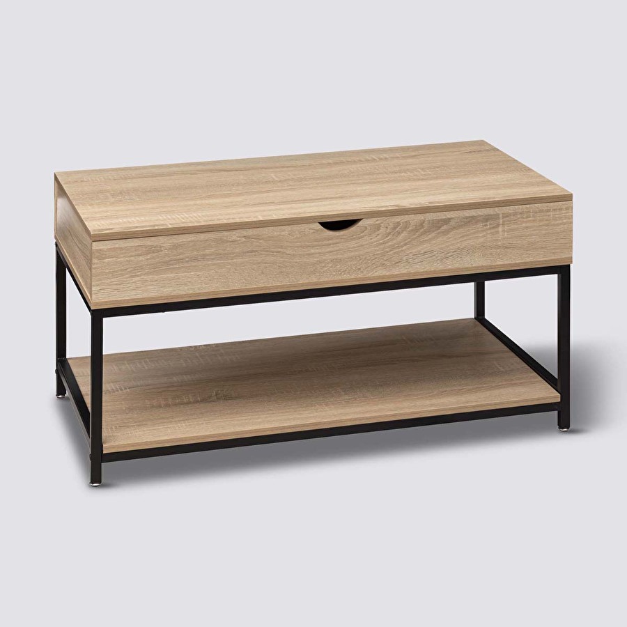 Table basse plateau relevable, effet chêne naturel Aliaj