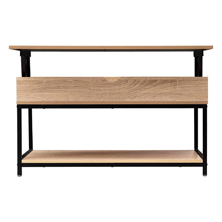 Table basse plateau relevable, effet chêne naturel Aliaj