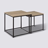 2 tables gigognes, effet chêne naturel Aliaj