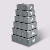 6 boîtes coin métal, gris Box'