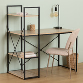 Bureau avec étagères, effet chêne naturel Aliaj