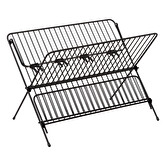 Égouttoir pliant 2 niveaux avec plateau, noir 