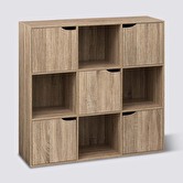 Étagère 9 cases avec 5 portes, effet chêne naturel Mix'n door