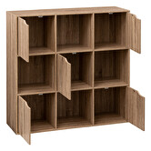 Étagère 9 cases avec 5 portes, effet chêne naturel Mix'n door