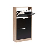 Meuble range-chaussures 3 tiroirs, noir/effet chêne Drawy