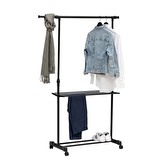 Portant à vêtements avec étendoir à roulettes