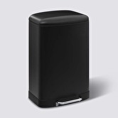 Poubelle rectangulaire à pédale métal 50l, noir Ariane