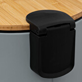 Poubelle ronde avec couvercle bambou 30l, gris Modern color