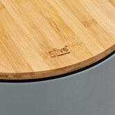 Poubelle ronde avec couvercle bambou 30l, gris Modern color