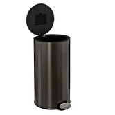Poubelle ronde à pédale métal 30l, inox noir Delta
