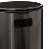 Poubelle ronde à pédale métal 30l, inox noir Delta