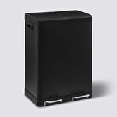 Poubelle de tri sélectif à pédales métal 2x30l, noir Ariane