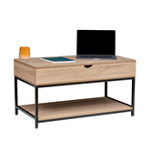 Table basse plateau relevable, effet chêne naturel Aliaj