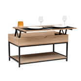 Table basse plateau relevable, effet chêne naturel Aliaj