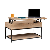 Table basse plateau relevable, effet chêne naturel Aliaj