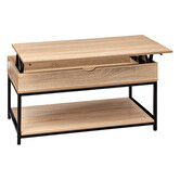 Table basse plateau relevable, effet chêne naturel Aliaj