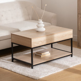 Table basse plateau relevable, effet chêne naturel Aliaj