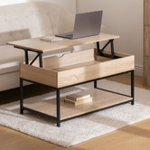 Table basse plateau relevable, effet chêne naturel Aliaj