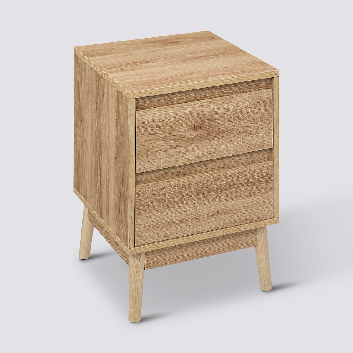 Table de chevet 2 tiroirs, effet chêne naturel Abana