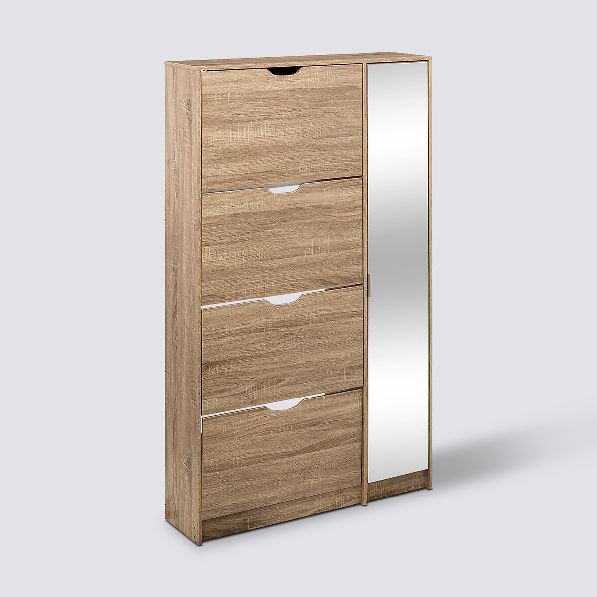 Meuble range-chaussures x24 miroir, effet chêne Drawy