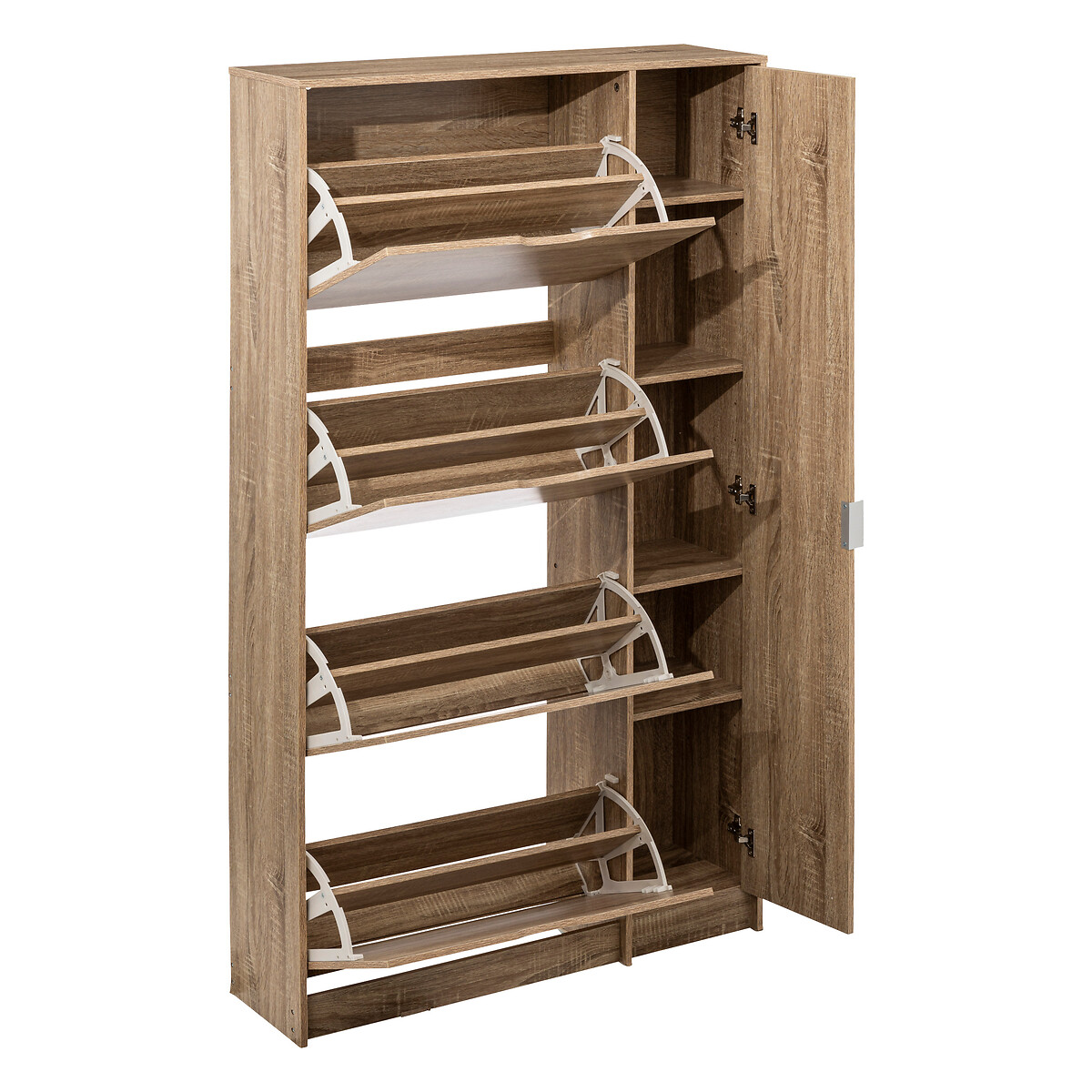 Meuble range-chaussures x24 miroir, effet chêne Drawy