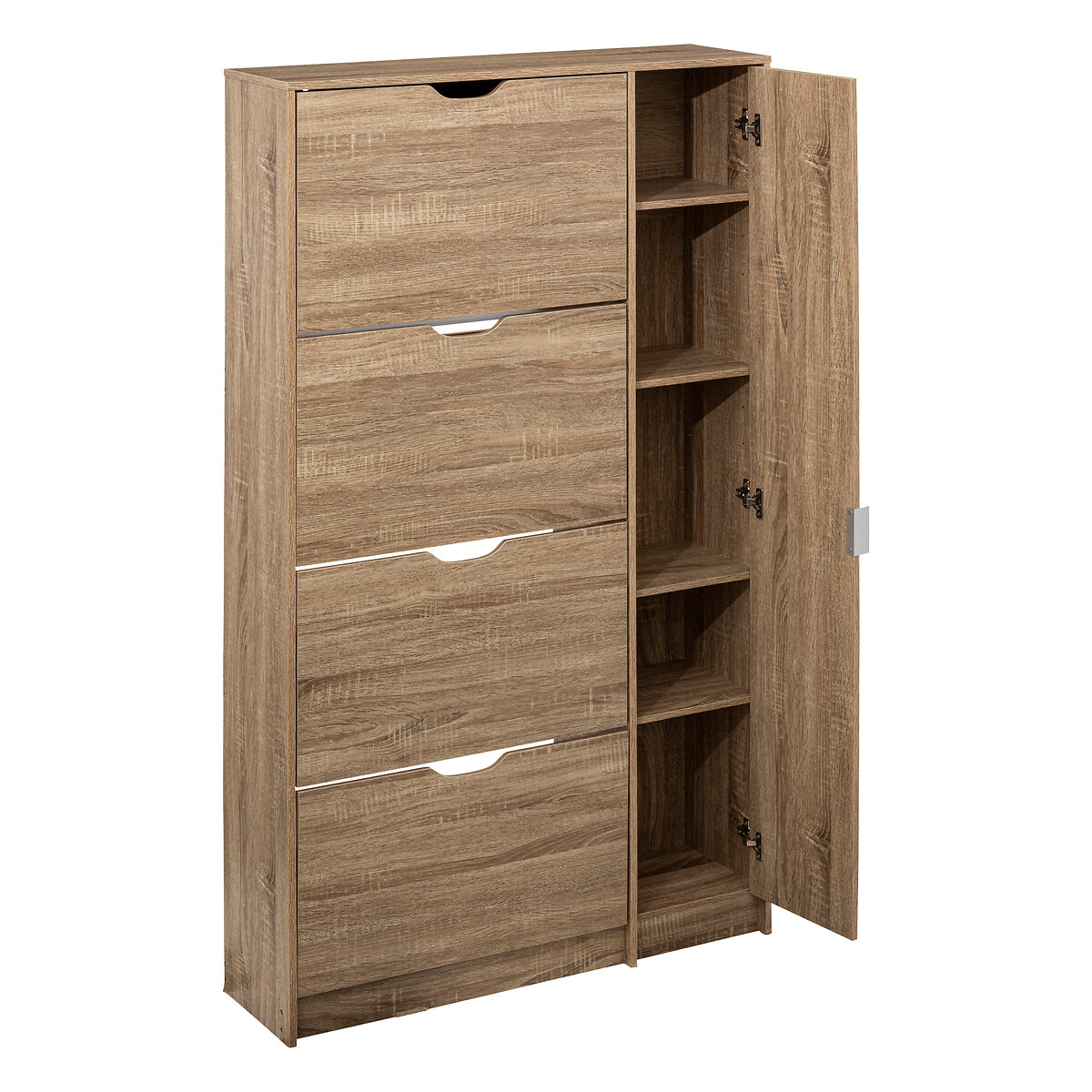 Meuble range-chaussures x24 miroir, effet chêne Drawy