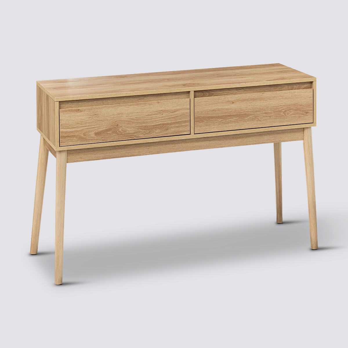 Console 2 tiroirs, effet chêne naturel Abana