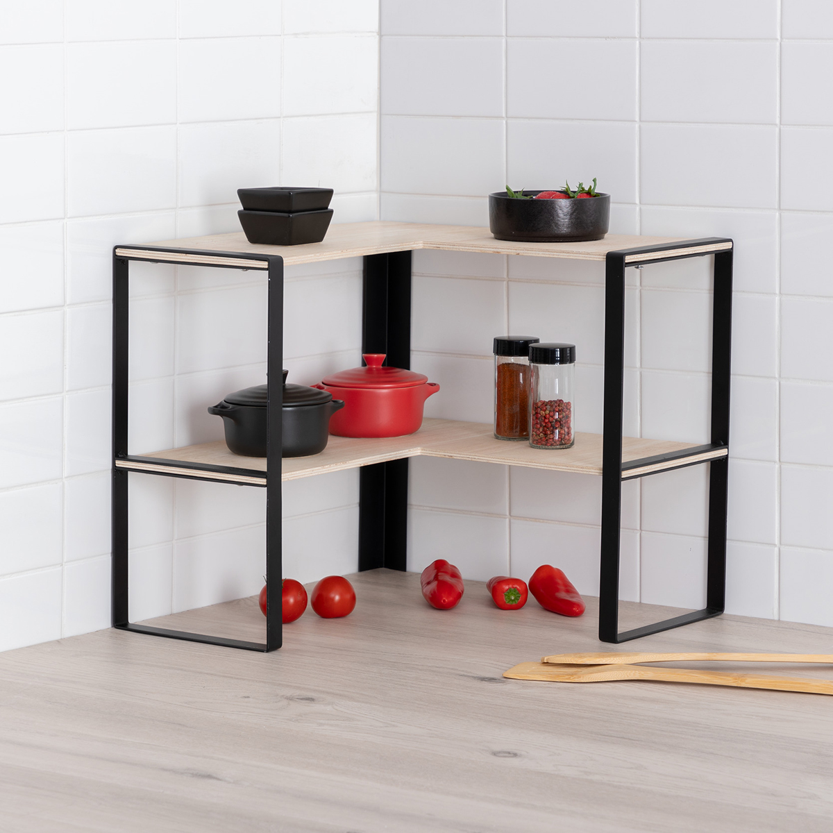 Étagère d'angle 2 niveaux Blackwood