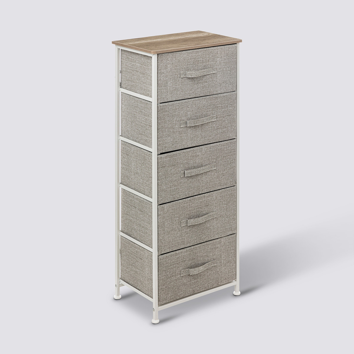 Rangement haut 5 tiroirs, gris clair Tissa